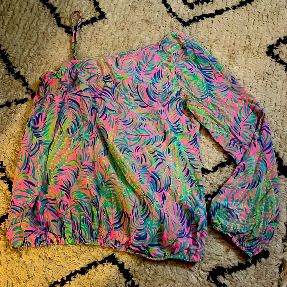 Lilly Pulitzer One-Shoulder Tropical Top